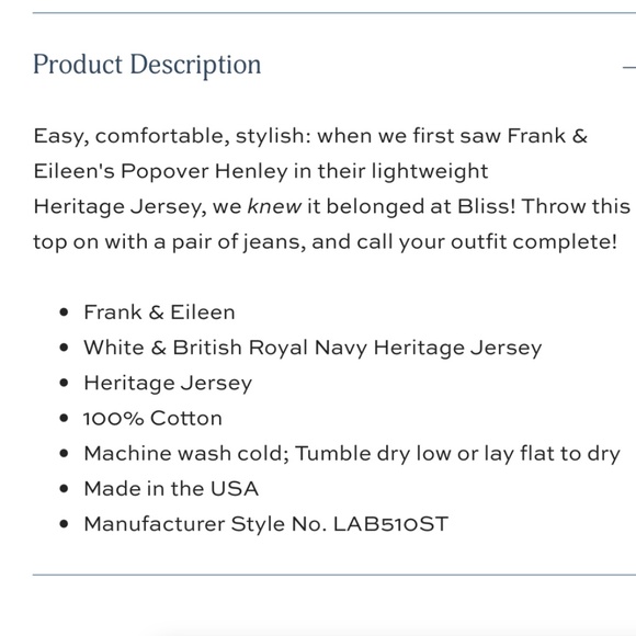 Frank & Eileen Popover Henley Patrick NWOT - Picture 7 of 10